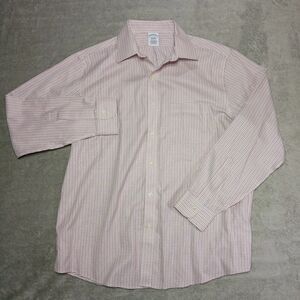 Brooks Brothers 16-34 Dress Shirt Red Blue White Check Non-Iron Ivy League Prep